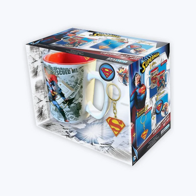 DC COMICS - Pack Mug + Porte-clés + Badges "Superman"